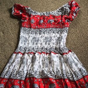 Cute Boho Red and White Elephant Print Maxi Dress💫